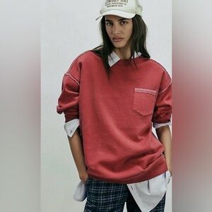 Free People We The Free Wallace Pullover; Color- Red; Size Small